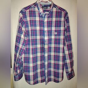 Chaps Men's L Long Sleeve Pink And Blue Shirt